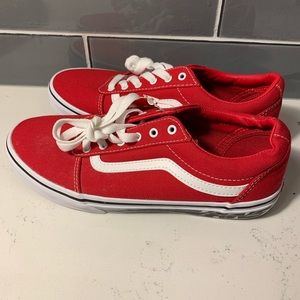 Old Skool Red Vans Sneakers Kids Size 6 ultra rare “VANS” written on the side